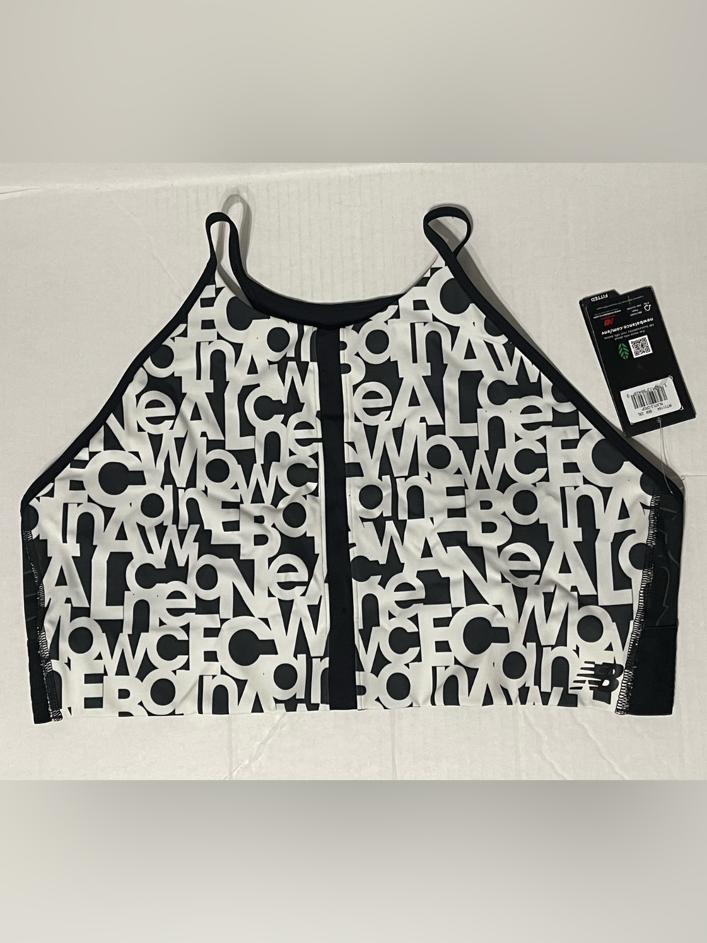 New Balance Relentless Printed Crop Top - Women’s 2XL - Black with White - NWT